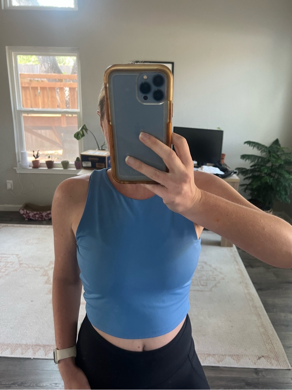 Blue Crop Workout Tank Top